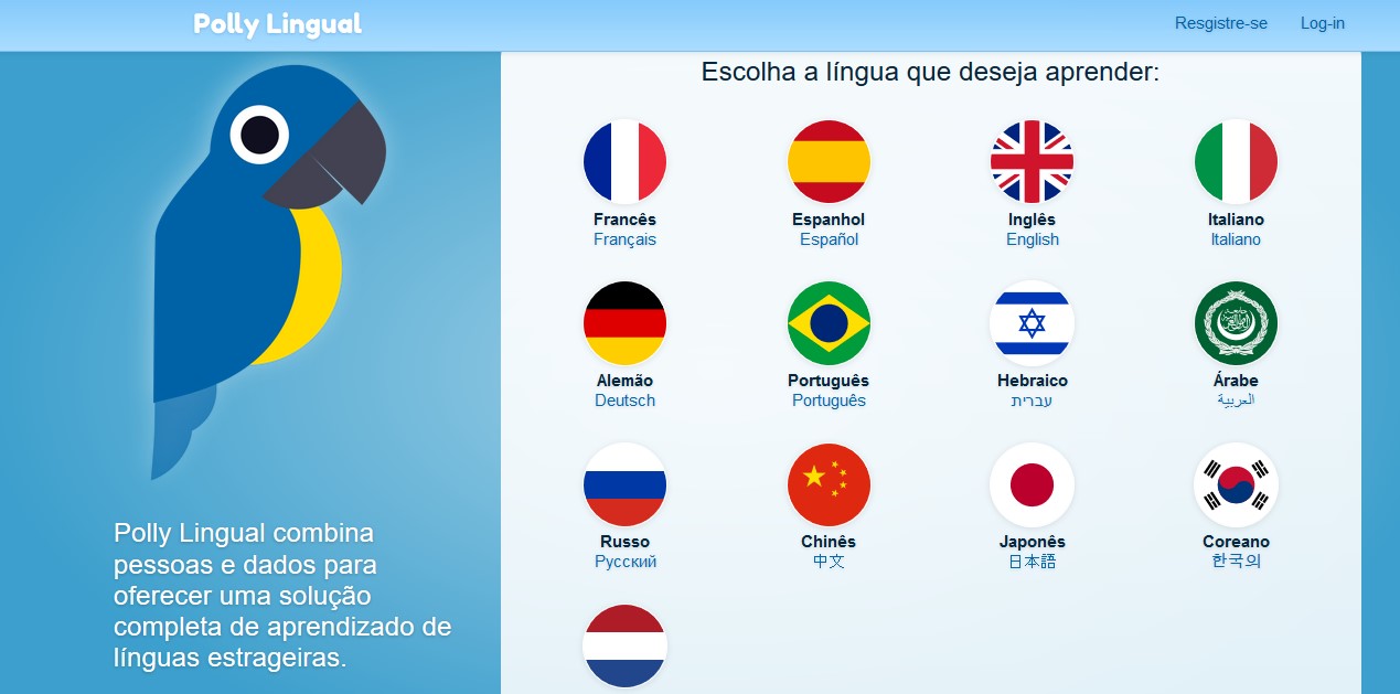 13 idiomas disponíveis para aprendizado.