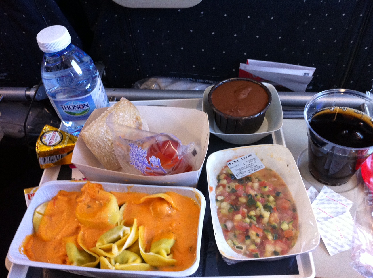 Minha escolha para o jantar durante o voo de Paris para Nova Iorque, no A380 da Air France. Foto: AMF / Blog Tirando Férias